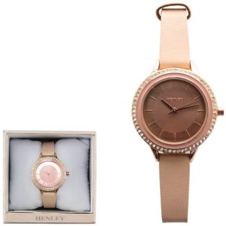 Wholesale Henley Ladies Analogue Watch with Leather Strap - Pink