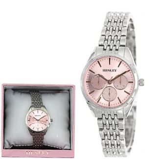 Wholesale Ladies Henley Dress Sports Bracelet Watch - Silver/Pink