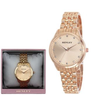 Wholesale Ladies Henley Sunburst Bracelet Watch - Rose Gold