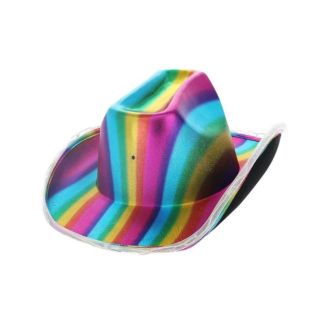 Wholesale LED Light Up Metallic Cowboy Hat - Rainbow