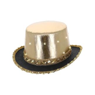 Wholesale LED Light Up Metallic Top Hat - Gold
