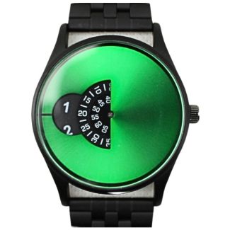 Wholesale Men's Softech Round Metal Bracelet Watch - Black/Green
