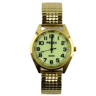 Wholesale Pelex Men's Glow In The Dark Dial Metal Expander Strap Watch