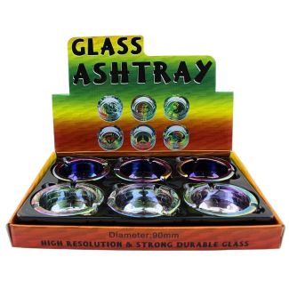 Wholesale Premium Round Rainbow Glass Ashtray - Assorted 