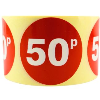 Wholesale Retail Label "50p" Stickers (500) 