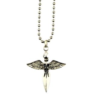 Wholesale Sterling Silver Skull Sword With Wing Pendant 