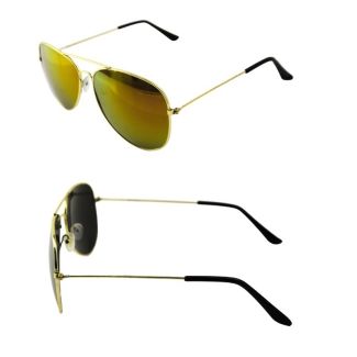 Wholesale Unisex Mirror Effect Aviator Gold Frame Sunglasses - Purple