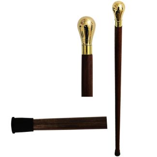 Wholesale Wooden Walking Stick With Gold Knob Handle 
