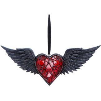 Winged Heart Gothic Hanging Ornament (6cm)