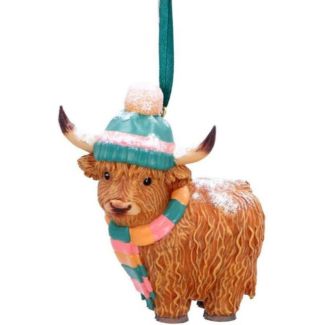 Winter Highland Cow Snowfall Hanging Ornament - 8.3cm