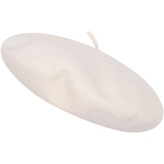 Wool Beret Hat with Royal Stallion Design - Cream