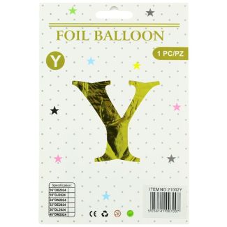 16" Letter "Y" Air filled Foil Balloon - Gold