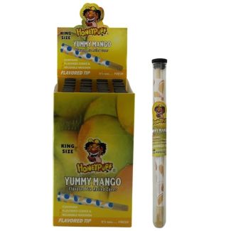 HoneyPuff Yummy Mango King Size Flavoured Pre Rolled Cones 3pcs + Wood Tip - 24 pack