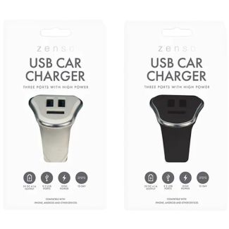 Zenso Three Port USB Car Charger - Assorted
