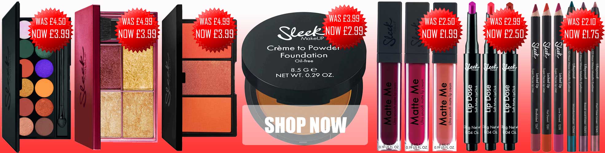 Wholesale Sleek Makeup, Matte me Lipgloss, Lipstick, Blusher