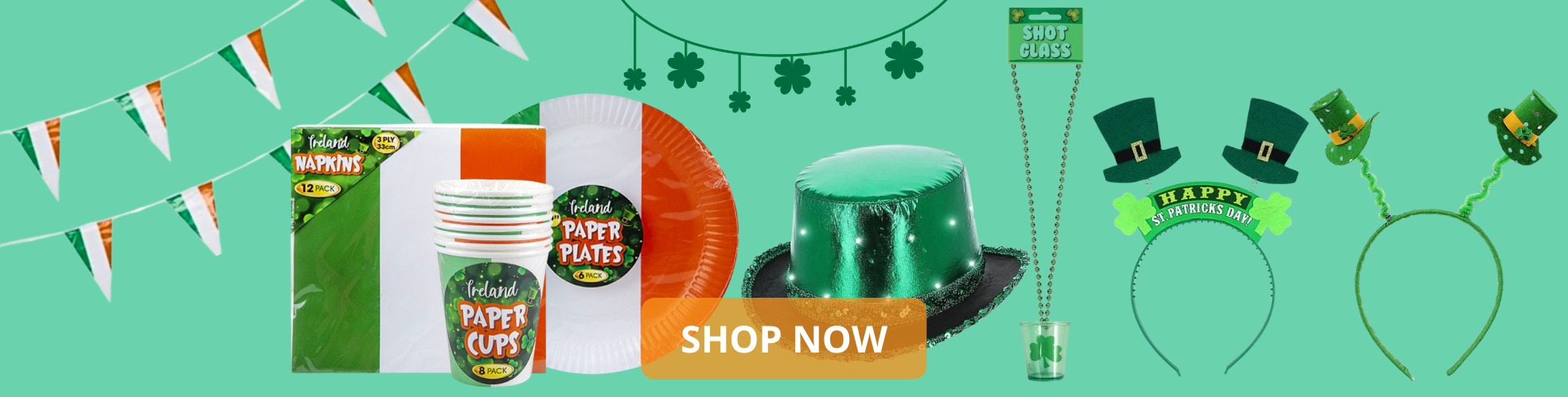 Buy wholesale St Patrick's Day Dressing-up Accessories, Flags, Buntings, Tableware and much more. 